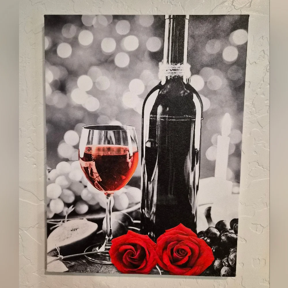 Red Wine and Roses Wall Art Set of 3